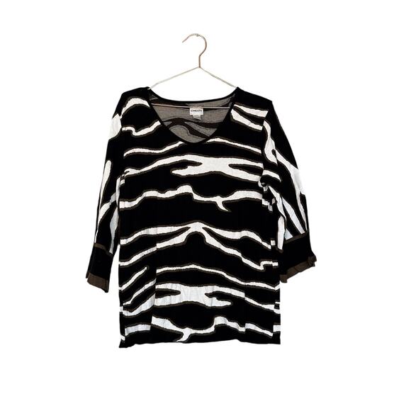 Chicos animal print wide sleeve sweater top size 3 large - Picture 1 of 6